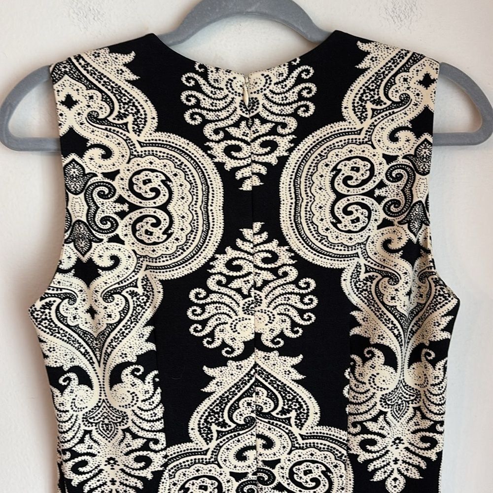 J. McLaughlin Women Elegant Black and Cream Patterned Dress Catalina cloth small - Picture 9 of 11